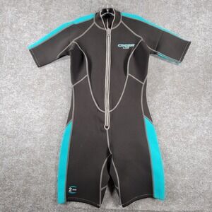 Cressi Lido 2mm Shorty Wetsuit Ladies XL/5 Black Aquamarine Front Zip One Piece